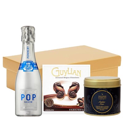 Pommery Silver POP 20cl & Candle Gift Hamper